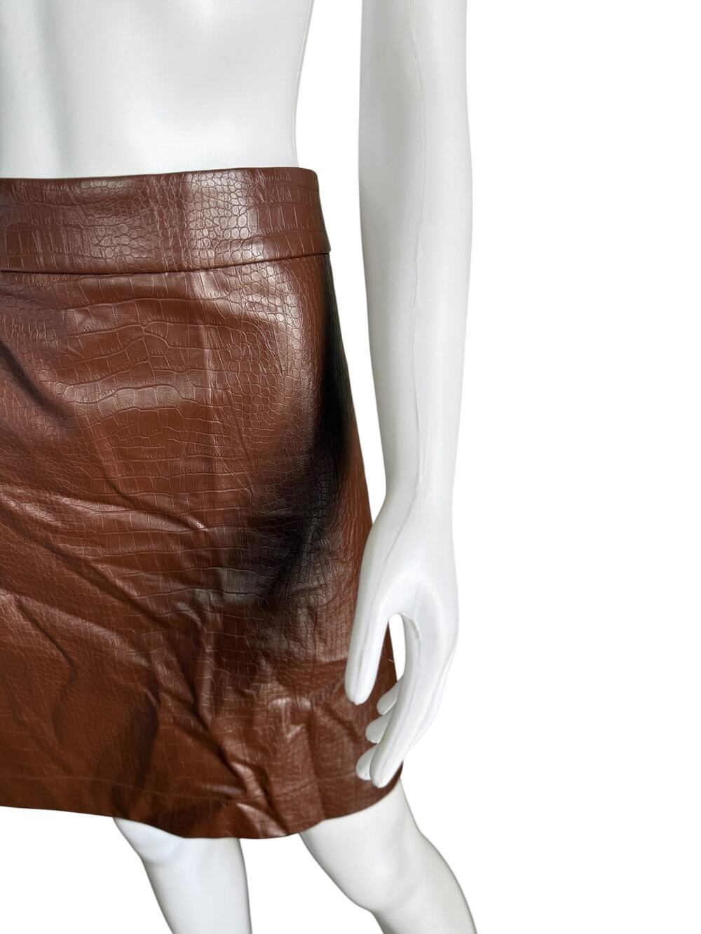 J.Crew Brown Croc Embossed Faux Leather Mini Skirt Size 16